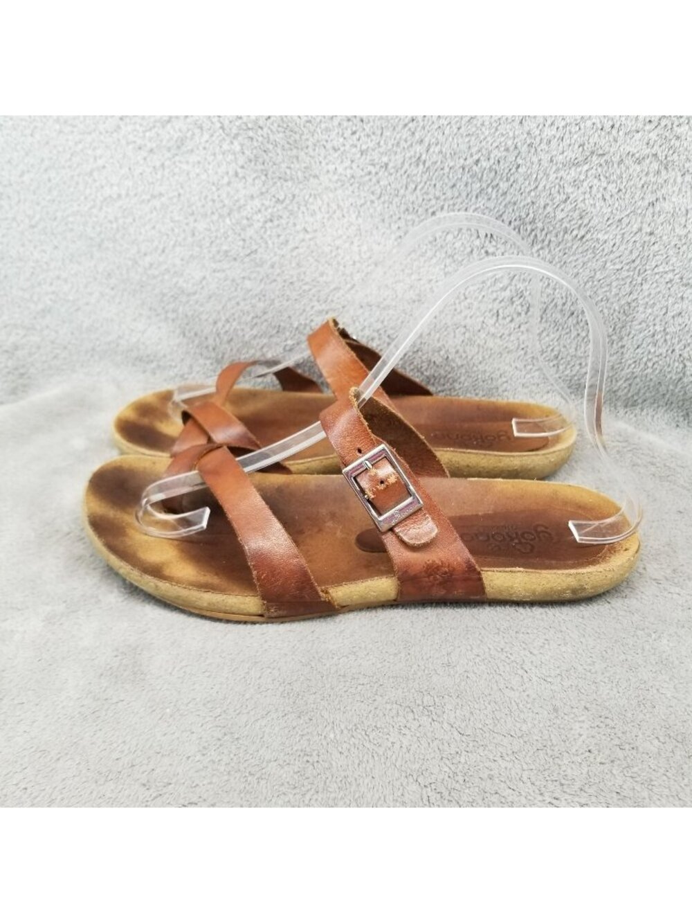 Yokono Shoes Womens Size 8 Brown Leather Slip On Toe Ring Sandals *Read*